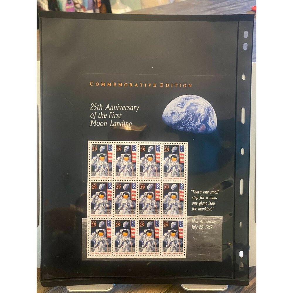 25th Anniversary First Moon Landing USPS 29 Cent Commemorative Stamp Sheet